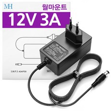 DC 12V 3A 어댑터 (월마운트 타입) 가정용 전원 파워 36W 12V 3.0A, 02.기본규격 5.5x2.1~2.5mm+3종젠더세트