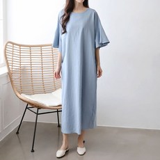 린넨 면 소매프릴 롱원피스 빅사이즈 임산부원피스 임부복