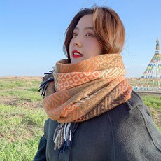 진솔 멀티스카프 여행 목도리 보온 두꺼운 겨울 가을 계절 여성 빅 숄 니트 넥워머 학생