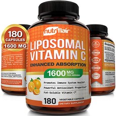 뉴트리플레어 리포조말 비타민 C 1600mg 180캡슐, 단일상품, 180 Count