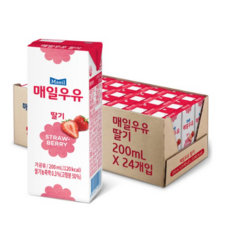 매일우유 가공유 멸균 딸기 우유 200ml, 38개