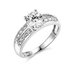 2.15Ct Round Cut 14K White Gold Over CZ Double Row Engagement Promise Solid Ring