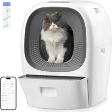 LALAHOME 자동 리필 자가 청소 고양이 여러 마리를 위한 쓰레기통 5G2.4G 안티핀치 디자인 80L 대형 스마트 금고 보호 앱 컨트롤