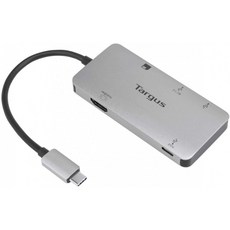 Targus USB-C 멀티 포트 단일 비디오 어댑터 및 카드 리더 100W PD 패스 스루 회색 (ACA953USZ), 단일옵션