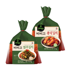 CJ 비비고 총각김치1.5kg 열무김치 1.5kg 혼합팩 혼밥 김장 아삭아삭 라면김치 열무국수 열무비빔밥 두번발효 천일염 보쌈 명품 풍부한양념 코스트코 무료배송