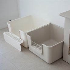 무이 초대형 고양이화장실 발판 모래삽 바구니 포함, 화이트