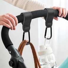 후크 OC1320 유모차 가방고리 가죽클립 카라비너 홀더 (WF0307F), 1개, 블랙(13201)