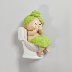 냉장고 자석 캐릭터 큐티 3d 입체 양치 드라이 샤워 다이어트 인형 마그네틱 냉장고 자석, 07-작은 귀여운 화장실 앉아
