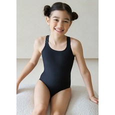 후그 키즈 여아 수영복 GXT372 [723 까망 V-back 탄탄이], 70