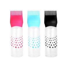 3pcs 병 다채로운 규모 라인 홈 살롱 드라이 클리닝 머리 염색 병 빗 샴푸 병 헤어 컬러링 도구 플라스틱
