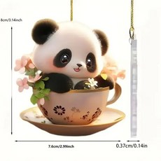 차량용 룸미러 걸이 2D 팬더 장식품 스윙 귀여운 펜던트 백미러 걸이식, 1pcs, 1개
