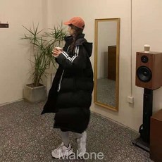 Makone여자 겨울 코트 롱 코트 겨울 패딩 여중 롱 코트 헐렁한 솜저고리 두꺼운 캐주얼