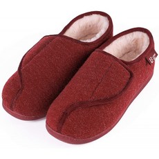 LongBay 여성용 모피 메모리 폼 당뇨병 슬리퍼 편안한 아늑한 관절염 부종 하우스 슈즈 (8 B (M) 와인 레드) | 슬리퍼
