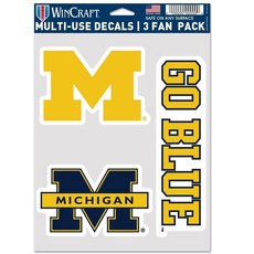 Wincraft NCAA 미시간 울버린스 데칼 다용도 팬 3팩 팀 색상 원 사이즈, 3개