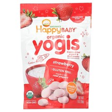 Happy Family Organics Baby 유기농 요기스 냉동건조 요거트 및 과일 스낵 딸기 28g(1oz) Organics (해피 패밀리 오가닉스), 1개