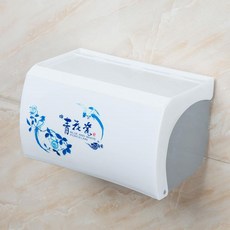 캔디맘상점 휴지걸이올크롬자동 무타공 티슈케이스 비닐 플라스틱 욕실방수 롤티슈보관함 수납 받침대 넵킨보관함, 새로운 모델 청 자기무늬