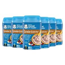 Gerber 유아용 곡물 및 재배용 시리얼 Hearty Bits 멀티그레인 베이비 바나나 애플 딸기 226.8g(8oz) 통 (6팩), 220g, 6개