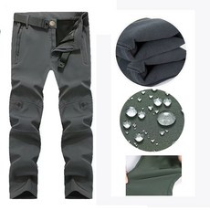 남성 겨울 양털 육군 군사 전술 방수 소프트쉘 재킷 코트 전투 바지 낚시 하이킹 캠핑 등산 바지, 회색 바지 X5, 1개