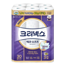 크리넥스 데코 앤 소프트 3겹 40m 30롤 x 1팩/화장지