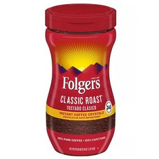 폴저스 클래식 로스트 인스턴트 커피 Folgers Classic Roast Crystals Instant 453g 2팩, 상세설명참조, 2개