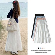 마이네임이즈가브리엘 14화 제니 치마 3단 캉캉 플레어 롱 스커트 블루
