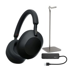 Sony WH-1000XM5 무선 노이즈 캔슬링 오버이어 헤드폰 (실버) Knox Gear 4포트 USB 3.0 허브