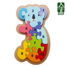 숲(SOOP) 숲(SOOP)우드퍼즐 코알라(숫자10) 유아 원목 퍼즐, 1개