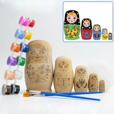 마트료시카 DIY 만들기 Matryoshka 러시아 그림 미술 재료 패키지 diy 취미교구 장식인형, 1개