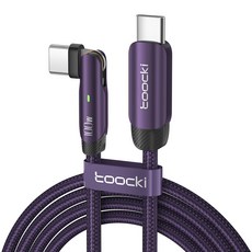 Toocki 투키 LED 100W C to C타입 PD 180도 회전 초고속 충전 케이블, 2m, 보라색, 1개