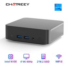 미니컴퓨터 Chatreey T9 미니 PC 인텔 Alder Lake N100 윈도우즈 11 초소형 포켓 컴퓨터 듀얼 SSD 풀 기능 C 타입 4K 60Hz RGB, N100 8G RAM, 128GB SSD