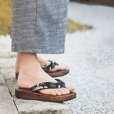 여름 남자 나막신 게다 쪼리 유카타 일본 전통 신발