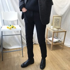 언커버 인생 베이직 스판 슬림핏 컷팅 블랙 데님진 ( 1color )