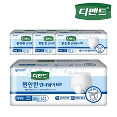 요실금기저귀 디펜드 편안한언더웨어 성인기저귀 일반 특대형 16개입 4개