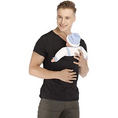 NMT 캥거루 케어 수딩 및 모유 수유 베이비 캐리어 랩 탑 핸즈프리 스킨-투-스킨 캥거루 [X-Large- Men Shirt -Black] - P060908C5HBZMT0, X-Large- Men Shirt -Black
