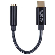 알파믹 3.5파이 USB-C 타입 변환 젠더 잭 384kHz 고성능 DAC 이어폰 마이크 지원, ALT384 블랙