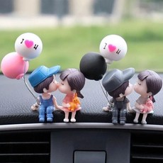 차량용 피규어 자동차 피규어 풍선 뽀뽀 블루 커플, 블루커플, 1개