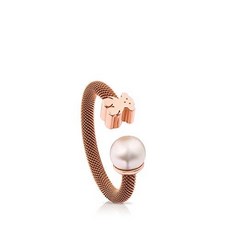 TOUS Icon Mesh Ring in Rose IP Steel and Rose Vermeil Silver w/188462