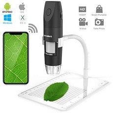 Wireless Digital Microscope Pancellent 1080P 50X to 1000X Magnification Microscopy with 8 LED USB Handheld Camera with Light Compatible for iPh, 본문참고, 옵션 1 Color = Black