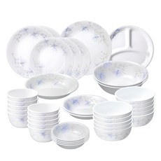 코렐 보라꽃 원형 10인 식기세트 36p, 혼합색상, 식기 10종, 1세트 화이트, 36p, 1세트