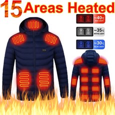 가열 의류 개 남녀공용 21 따뜻한 USB 난방 코트 소매 전기 재킷 조끼 영역 겨울, EU XXS, 15 Area Heat Blue