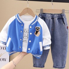 몽실이 머플러곰점퍼3pcs 상하세트 가을 긴팔 상하복 외출복 아동 유아