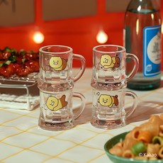 KAKAO FRIENDS 春植印花迷你把手燒酒杯 4入組, 1組, 混色