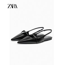 ZARA 자라 포인티드 레더 슬링백 발레리나 플랫슈즈