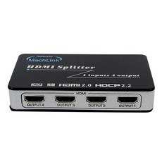 [MachLink] 마하링크 ML-HSP446 [모니터 분배기/1:4/HDMI/4K/오디오 지원], 1개