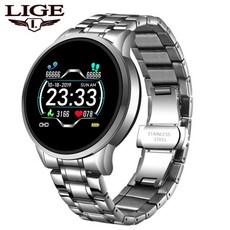 스마트 워치 Lige 2020 novo relógio inteligente masculino monitor de freqüência à, 스틸 스트랩 실버, 중국