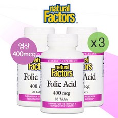 [1+2] 네츄럴팩터스 엽산 400mcg 90정 칼슘 20mg 인산칼슘 셀룰로오스 스테아린 스테아린산마그네슘, 기본, 1개 - 스테아린산