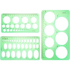 3PCS 원형 템플릿 플라스틱 원 및 타원형 그리기 도구 눈금자 사무실 및 학교 건물 조형 도면에 설정된 원 지오메트리 스텐, 단일옵션