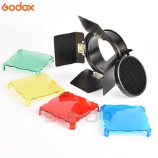 Godox BD-03 헛간 도어 벌집 그리드 및 4 색 필터 키트 스튜디오 플래시 K-150 K-180 250SDI 300SDI E250
