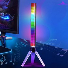 ZOZOFO LED 네온사인 4D 뮤직반응 사운드 감응 RGB 라인 장스탠드 무드등 게이밍 네온 조명 음악 싱크 테이블 책상용, 4D 사운드 감응-Type-C-높이34.7cm