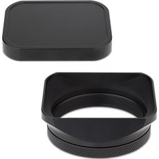 Haoge Metal Square Lens Hood for 후지필름 X100VI 후지 X100V X100F 49mm UV 필터 어댑터 링메탈 캡 키트 카메라 액세서리 블랙